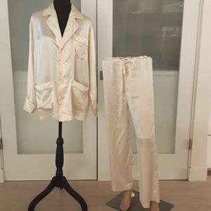 RALPH LAUREN Blue Label Vintage Silk Monogram Pajamas